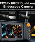 1920x1080P Dual Lens Endoscope Camera with light borescope and 5 Inch HD IPS screen for inspections.