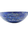 Next Level Blue Gemstone Vessel Sink Features A Straight Fire Lapis Overlay Premium Glaze And Dreamy Glow side view showcasing the blue lapis stone.