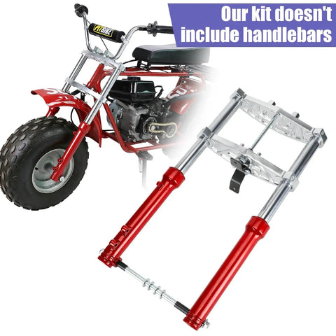 Beefed Up Mini Bike Front Suspension Forks Kit For Coleman CT200U CT200U EX BT200X Axis M200 Minibike shown with bike