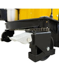 Close-up of the lever mechanism on the Semi Electric Wide Leg Pallet Stacker With 3307 Lbs Load Capacity And 138 Inch Lift Height.