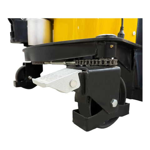 Close-up of the lever mechanism on the Semi Electric Wide Leg Pallet Stacker With 3307 Lbs Load Capacity And 138 Inch Lift Height.