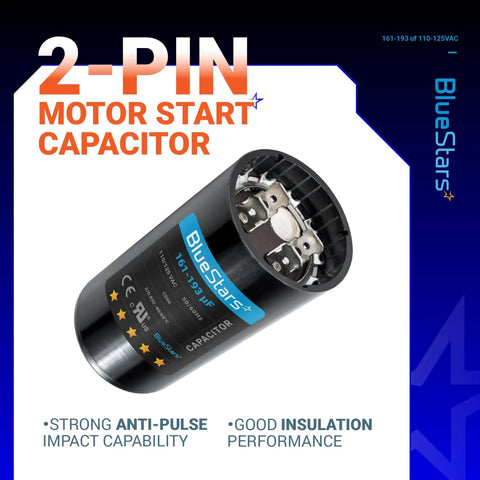 UL Certified 161-193 UF Round Motor Start Capacitor 125 VAC Replacement For Single Phase Pool Pump Or Well Pump CD60 Run Cap shown