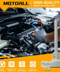 Mechanic installing Coolant Level Sensor Replacement KZ359001 for Kenworth T680 T880 Peterbilt 579 Trucks in engine close-up
