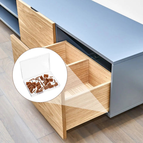 Thirty Piece Tack In Drawer Glides 17X12Mm Heavy Duty Plastic With Iron Pins Nail On Slides in clear storage box for cabinets.