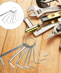 Top Pick 8pc Heavy Duty Nickel Plated Hex Key Wrench Set With Anti Slip Grip Design And Spring Ring Carrier Pouch For Bike Repair And Home DIY Maintenance Tasks, 8-piece metric set on ring