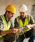 Two electricians using a Heavy Duty Multifunctional Wire Stripper Tool For Electricians No Change Peeling Pliers on copper cable.