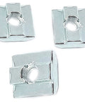 Close-up of 20 Pack T Nuts Sliding Slot Nuts For 40 Series Aluminum Extrusions M8 Threaded Slide Fit 4040 Profiles, zinc nickel plated