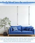 Adjustable Aluminum Wall Mount Fitness Anchor System With Two 40 Inch Rails For Home Gym And Garage Badass Space Saving Pull Up Bars mounted beside blue sofa.