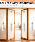 8-Piece Bi-Fold Door Hardware Kit With Top Roller Guide And Top Pivot For Spring Loaded Bifold Doors, Sliding Closet Barn Shower Doors, Durable Nylon And Stainless Steel Components, Weatherproof Construction diagram on bifold door