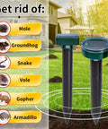 Solar Powered Ultrasonic Pest Repellent Stakes For Lawns And Garden Gopher Moles Voles Snake Deterrent Spikes Outdoor Yard Defense