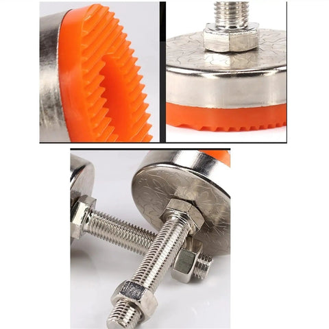 Heavy Duty 4 Pack Leveling Feet 3.9 Inch With PVC Antislip Base Pads And Carbon Steel Screws, Adjustable Height And Angle For Uneven Floors, close-up