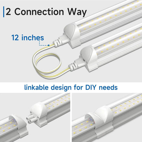 Ultra Bright 4Ft LED Shop Light 40W 5000LM 5000K Daylight T8 Integrated Fixture Linkable For Workshop Garage Basement Energy Saving Lighting Pack Of 10 with linkable connection design for DIY use.
