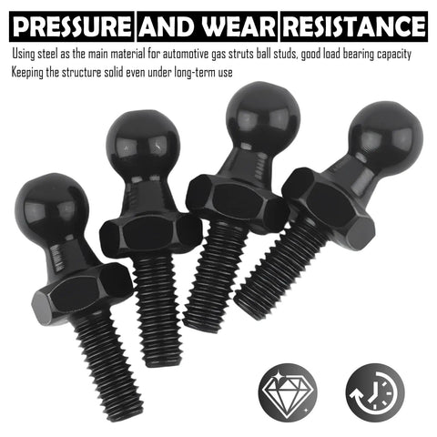 Car Ball Stud Kit 10mm With Spacers And Nuts For M6 Thread Gas Struts Lift Support Critical Connecting Parts For Your Ride Heavy Duty Four Pack Replacement Ball Studs And Nuts, black steel