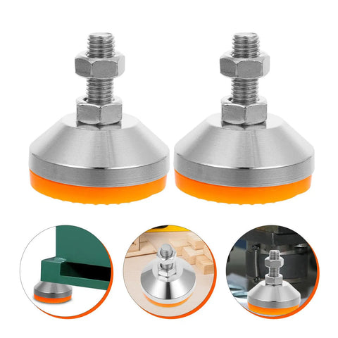 Rock Steady Adjustment And Zero Wiggle Room For Heavy Machinery Support Heavy Duty Leveler Feet with non-slip rubber bases.