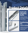 Top Shelf 12 Inch Undermount Drawer Slides With Smooth As Butter Soft Close Action components showing hydraulic damping buffer and positioning pin.