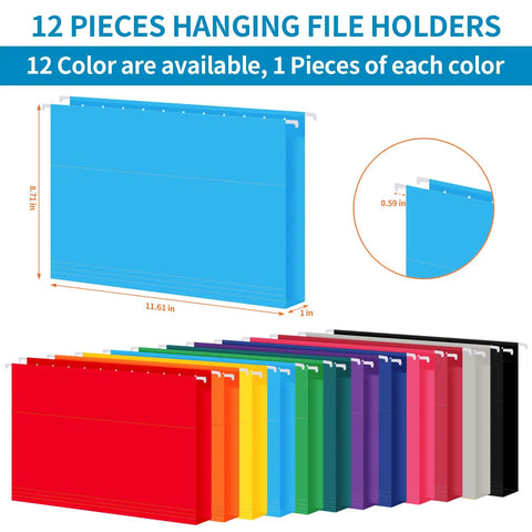Bigtime Value 12 Pack Hanging File Folders Letter Size, colorful assortment for organizing paperwork effectively.