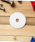 Heavy Duty Nylon Pulley Casters, 5 Piece Fixed Roller Kit For Quiet Barn Manure Tracks And Warehouse Gear, round white nylon wheel on wood surface.