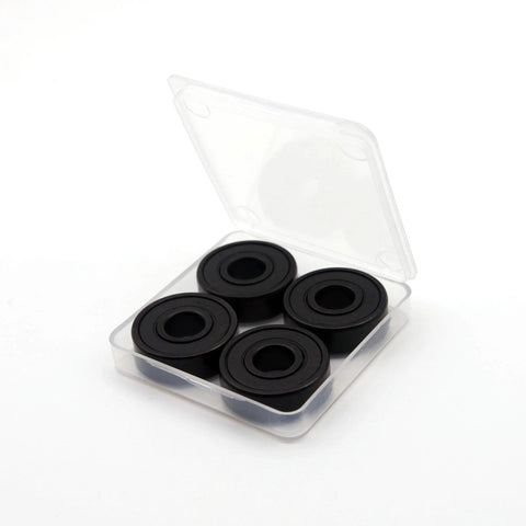 Pack of four black Z-First 608RS hybrid ceramic bearings in a clear plastic case.