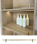 12 Inch Brass Finish Metal Shelf Guard Rail Set For Shoes, Racks And Displays, No Slip Fence Keeps Items From Sliding, Fits Most 8 To 12 Inch Shelves