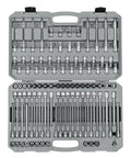 3/8 Inch Drive Bit Socket Set With Standard And Long Hex Bits Torx And TR Torx Phillips Slotted Square And Triple Square Sockets in case