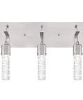 Three-Light LED Bathroom Vanity Fixture In Brushed Nickel With Bubble Glass, Energy-Efficient 22-Watt LED Equivalent To 100W, Dimmable