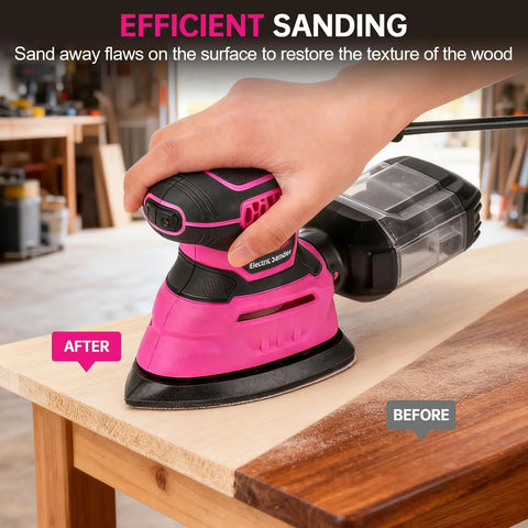 Detail Sander 13000 RPM Compact Electric Sanding Tool With 1 2A 140W Motor in use on wooden surface