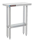 NSF Commercial Kitchen Table 30 X 12 Inch Stainless Steel Island Prep Station with Adjustable Under Shelf, heavy duty 18 gauge 430.