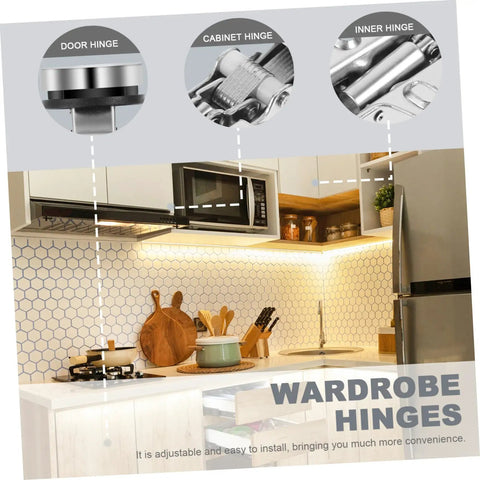 Kitchen with hexagonal white backsplash showcasing Two Piece Hydraulic Glass Door Hinges Thickened Heavy Duty Silent Hidden Cabinet Hinges with Soft Close Buffer For Kitchen Cupboard Doors Includes Two Pack For Easy Replacement And Smooth Noise Free Opening, highlighting door, cabinet, and inner hinge.