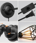 Plug In Wall Sconce Set With Wire Cage, Industrial Rustic Vintage Look, Adjustable Wall Light With On Off Switch, 2 Pack details