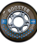 Booster 76mm 80A Four Wheel Pack For Inline And Quad Skates in Smoke Color, high performance urethane visible on the wheel