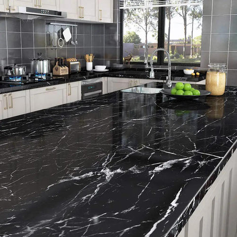Black Marble Peel And Stick Wallpaper For Countertops Self Adhesive Vinyl Cover For Kitchens DIY Friendly Backsplash No Glue Needed