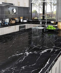 Black Marble Countertop Contact Paper Peel And Stick Vinyl Wrap Waterproof Self Adhesive on kitchen counter