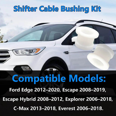2 Pack Shifter Cable Bushing Kit for Ford Edge 2012-2020, Escape 2008-2019 displayed next to compatible vehicle image