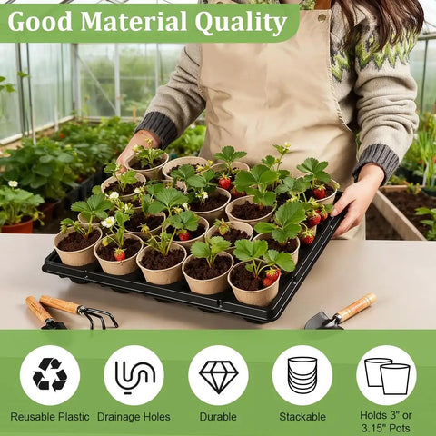 3.15 Inch Biodegradable Peat Pots 100 Count With 5 20 Cell Seedling Trays And Drainage Propagation Kit For Home Grow Seed Starting And Easy Garden Propagation