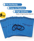9 Pack Wet Dry Vacuum Filter Bags For Stinger 2.5 To 5 Gallon Shop Vacuums displayed with retaining bands