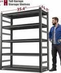 Beefy Heavy Duty Metal Garage Shelving Rack With 3000 Lbs Capacity And Anti Fall Rails 5 Tier Adjustable Storage