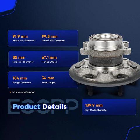 Front Wheel Hub Bearing Assembly For Chevrolet Colorado 2009 To 2012 2WD And GMC Canyon 2009 To 2012 2WD With Encoder Sensor