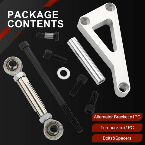 Adjustable Alternator Bracket Kit for Small Block Chevy SBC 305 327 350 383 5.0L 5.7L V8 with Long Water Pump Aluminum Mounting Parts
