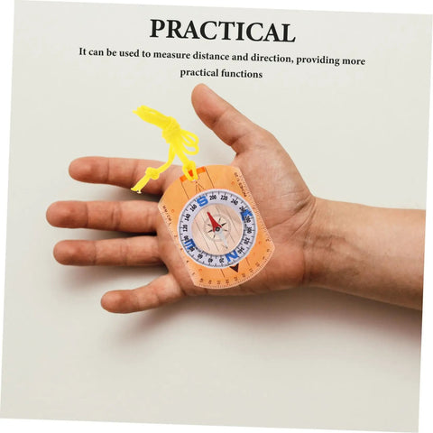 Adventure Ready Outdoor Precision Compass With Safety Lanyard in hand, showing size and acrylic material detail.