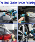 Boss Grade 137Pc 2 Inch Sanding Discs Kit being used for car polishing with a drill adapter and hook and loop backing pads.