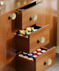 Real Deal Unfinished Beech Wood Cabinet Knobs Big Boy Sized Round Drawer Pulls Pack Of Four With Heavy Duty Screws Top Shelf Hardware For Any Home Reno on a wooden cabinet.