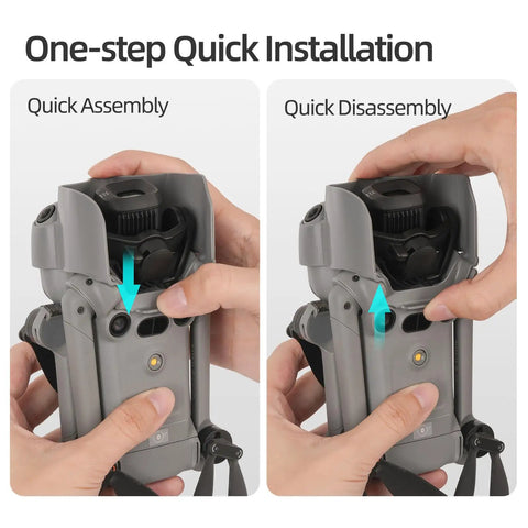 Demonstrating quick installation of Gimbal Camera Lens Hood For DJI Mini 5 Pro Drone Anti Glare Shield Parasitic Light Blocker