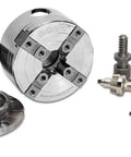 Premier Pro Tek Wood Lathe Chuck Bundle Featuring Two Inch Jaws One By Eight Tpi Direct Mount with accessories and tools.