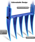 Detailed view of the Heavy Duty Broadfork 56 Inch Garden Tool With Unbreakable Build And Five 11 Inch Cambered Tines.