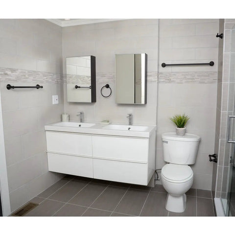 Polished Chrome 5 Piece Bathroom Hardware Set with Towel Ring, 24 Inch Towel Bar, 18 Inch Towel Bar, Robe Hook, Zinc Alloy Mounted