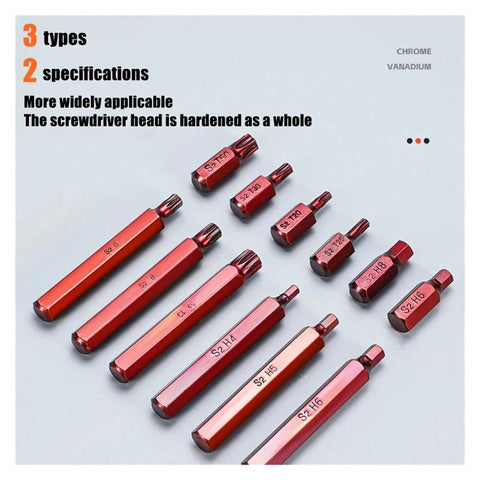 Heavy Duty Torx Star Spline Hex Socket Bit Set Kit With 40 Precision Screwdriver Garage Repair Tools Made From Cr V Steel For Loosening Rusty Bolts And Tight Fasteners Without Bending, 10 red bits