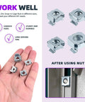 Top Tier Zinc Plated Carbon Steel Square Cage Nuts Assortment Features 10-32 12-24 1/4-Inch And 5/16-Inch Sizes in hand for server rack assembly.