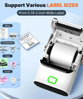 Portable Bluetooth Thermal Label Printer With Included Tape Inkless Sticker Maker For Home Organization And Small Business slaps labels of various sizes.