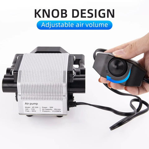 AP30A Portable Air Assist Pump 0 To 30 Liters Per Minute Adjustable Airflow For CNC Engraving Machines, showing knob control