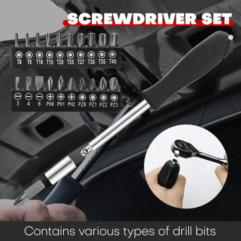 Do-It-All 1/4-Inch Drive Socket Set With Ratchets And Extensions, 74-Piece Master Socket Kit With Bits, drill bits shown